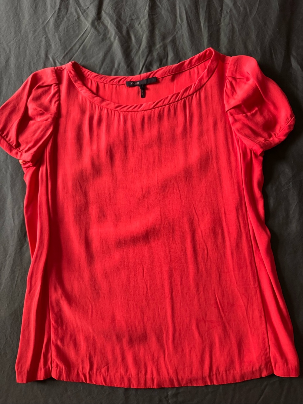 Maje, EU Size 2, Coral Color Scoop Neck Short Sleeve Top